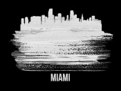 NAXART Studio - Miami Skyline Brush Stroke White