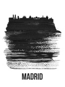 NAXART Studio - Madrid Skyline Brush Stroke Black