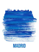 NAXART Studio - Madrid Skyline Brush Stroke Blue