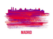 NAXART Studio - Madrid Skyline Brush Stroke Red