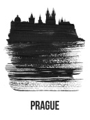 NAXART Studio - Prague Skyline Brush Stroke Black