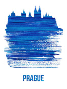 NAXART Studio - Prague Skyline Brush Stroke Blue