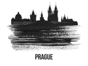 NAXART Studio - Prague Skyline Brush Stroke Black II