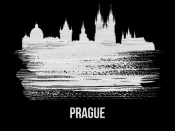 NAXART Studio - Prague Skyline Brush Stroke White