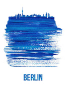 NAXART Studio - Berlin Skyline Brush Stroke Blue