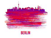 NAXART Studio - Berlin Skyline Brush Stroke Red