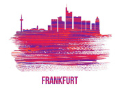 NAXART Studio - Frankfurt Skyline Brush Stroke Red