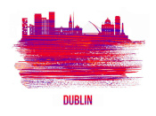 NAXART Studio - Dublin Skyline Brush Stroke Red