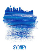 NAXART Studio - Sydney Skyline Brush Stroke Blue