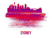 NAXART Studio - Sydney Skyline Brush Stroke Red