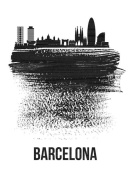 NAXART Studio - Barcelona Skyline Brush Stroke Black