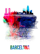 NAXART Studio - Barcelona Skyline Brush Stroke Watercolor