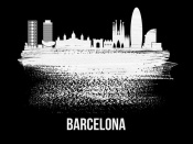 NAXART Studio - Barcelona Skyline Brush Stroke White