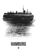 NAXART Studio - Hamburg Skyline Brush Stroke Black