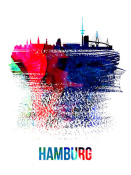 NAXART Studio - Hamburg Skyline Brush Stroke Watercolor