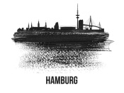 NAXART Studio - Hamburg Skyline Brush Stroke Black II