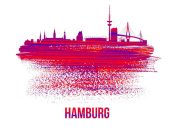 NAXART Studio - Hamburg Skyline Brush Stroke Red