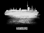 NAXART Studio - Hamburg Skyline Brush Stroke White