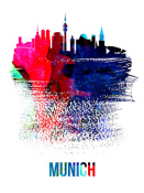 NAXART Studio - Munich Skyline Brush Stroke Watercolor