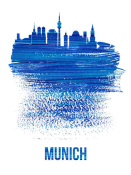 NAXART Studio - Munich Skyline Brush Stroke Blue