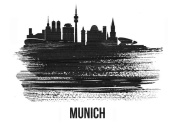 NAXART Studio - Munich Skyline Brush Stroke Black II