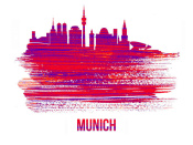 NAXART Studio - Munich Skyline Brush Stroke Red