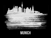 NAXART Studio - Munich Skyline Brush Stroke White