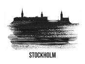 NAXART Studio - Stockholm Skyline Brush Stroke Black II