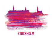 NAXART Studio - Stockholm Skyline Brush Stroke Red