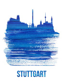 NAXART Studio - Stuttgart Skyline Brush Stroke Blue