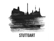 NAXART Studio - Stuttgart Skyline Brush Stroke Black II