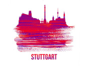 NAXART Studio - Stuttgart Skyline Brush Stroke Red