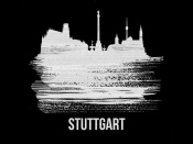 NAXART Studio - Stuttgart Skyline Brush Stroke White