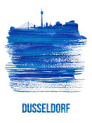 NAXART Studio - Dusseldorf Skyline Brush Stroke Blue