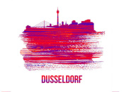 NAXART Studio - Dusseldorf Skyline Brush Stroke Red