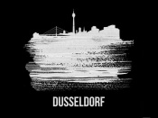 NAXART Studio - Dusseldorf Skyline Brush Stroke White