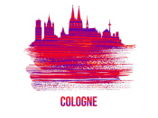 NAXART Studio - Cologne Skyline Brush Stroke Red