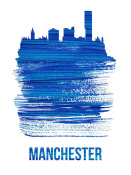 NAXART Studio - Manchester Skyline Brush Stroke Blue