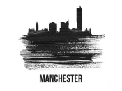 NAXART Studio - Manchester Skyline Brush Stroke Black II