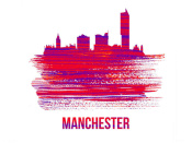 NAXART Studio - Manchester Skyline Brush Stroke Red