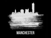 NAXART Studio - Manchester Skyline Brush Stroke White