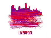 NAXART Studio - Liverpool Skyline Brush Stroke Red