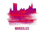 NAXART Studio - Marseilles Skyline Brush Stroke Red