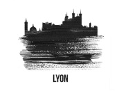 NAXART Studio - Lyon Skyline Brush Stroke Black II