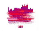 NAXART Studio - Lyon Skyline Brush Stroke Red