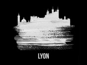 NAXART Studio - Lyon Skyline Brush Stroke White