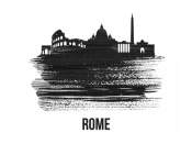 NAXART Studio - Rome Skyline Brush Stroke Black II