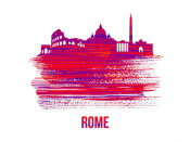 NAXART Studio - Rome Skyline Brush Stroke Red