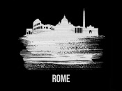 NAXART Studio - Rome Skyline Brush Stroke White