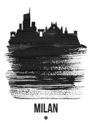 NAXART Studio - Milan Skyline Brush Stroke Black